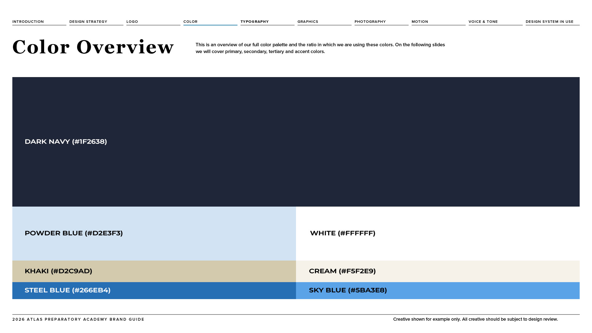 Color palette sample brand guide
