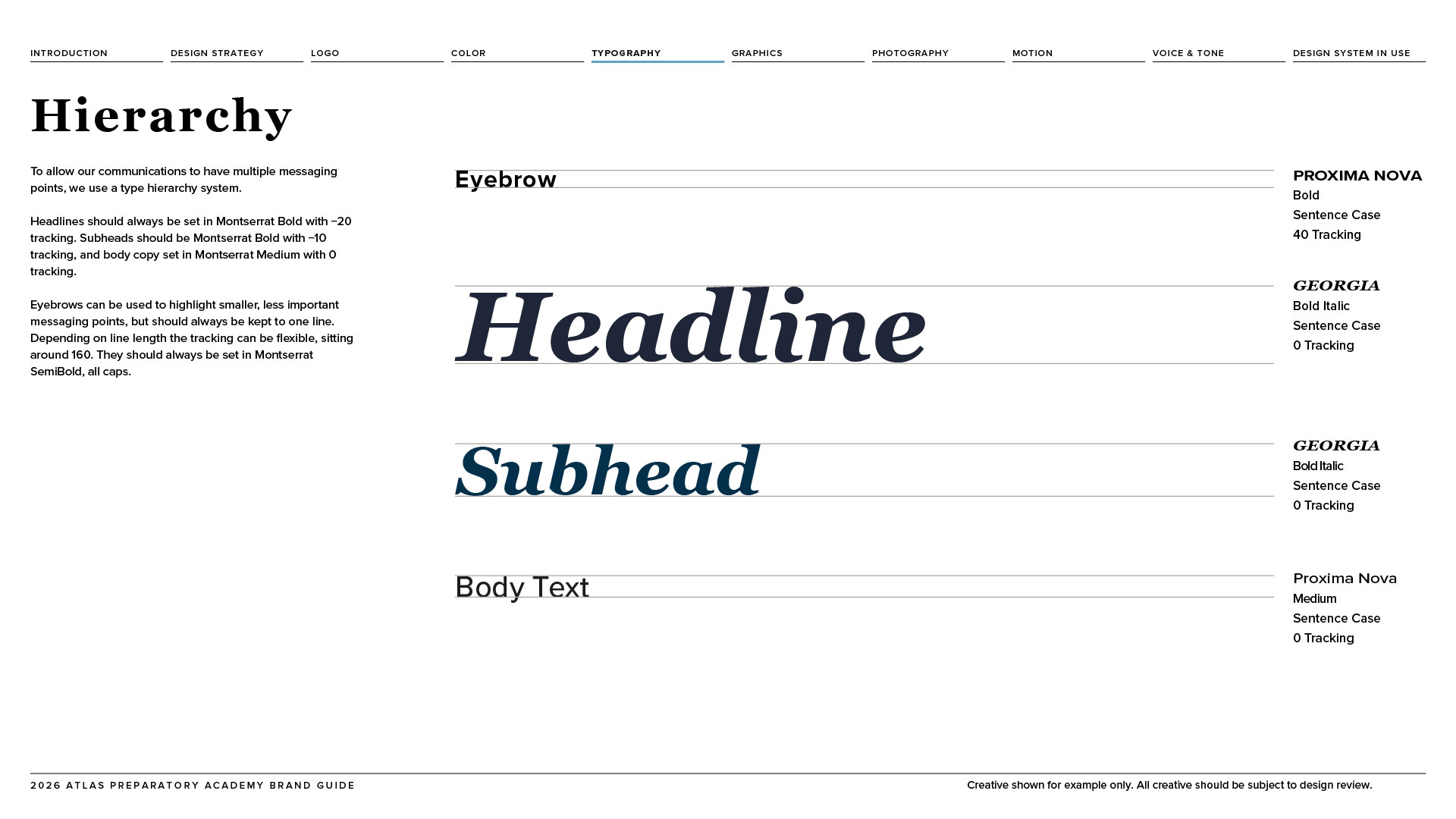 Typography system sample brand guide