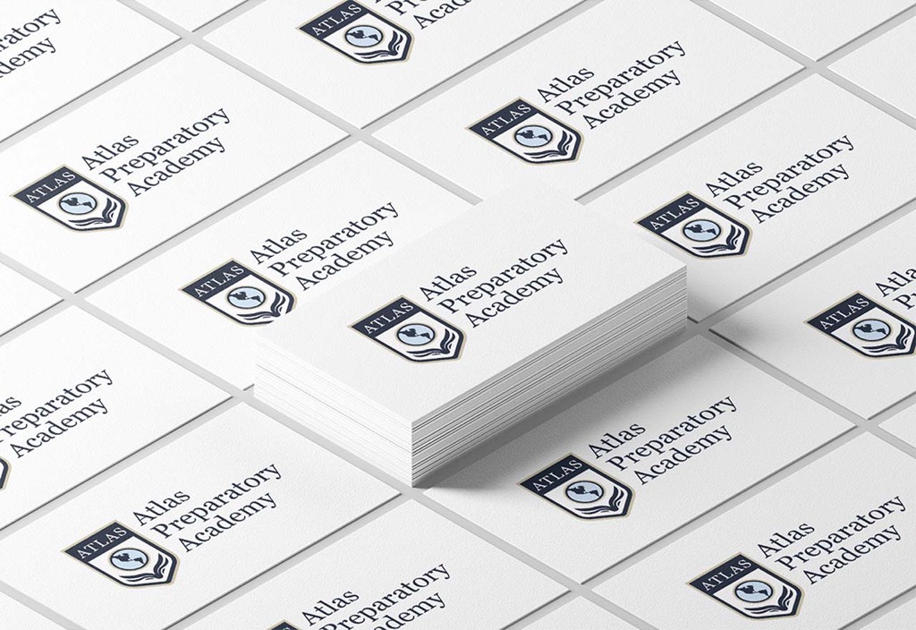 Atlas Preparatory Academy branded business cards