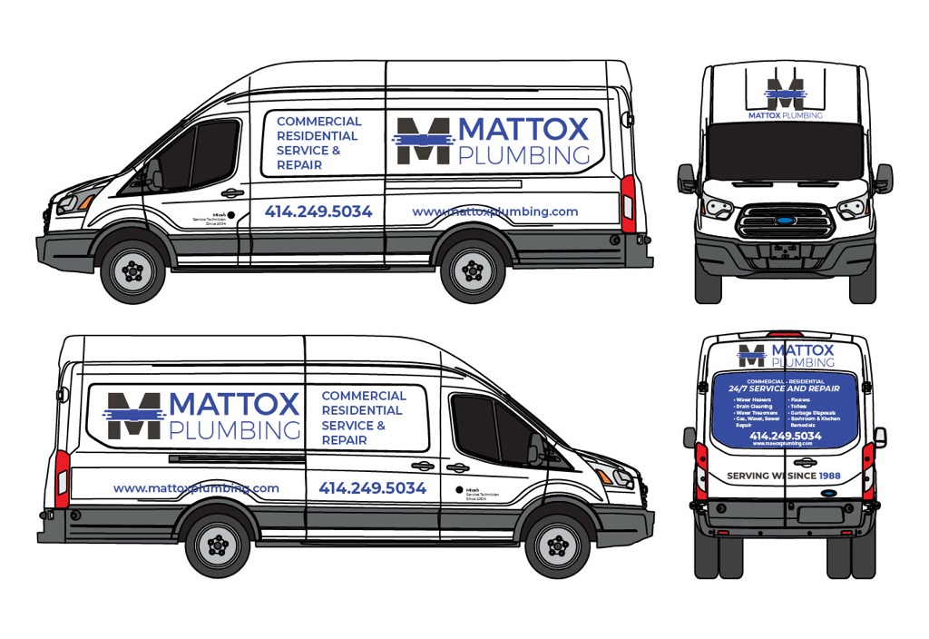 Mattox Plumbing branded van wrap